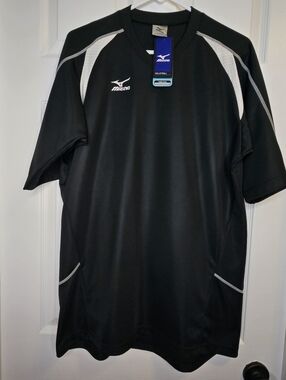 NWT Mizuno Men's Quickdry Athletic T-Shirt Black Active Tee Size L
